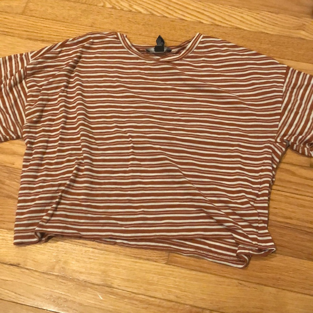 Rust Brown and White Striped Tee